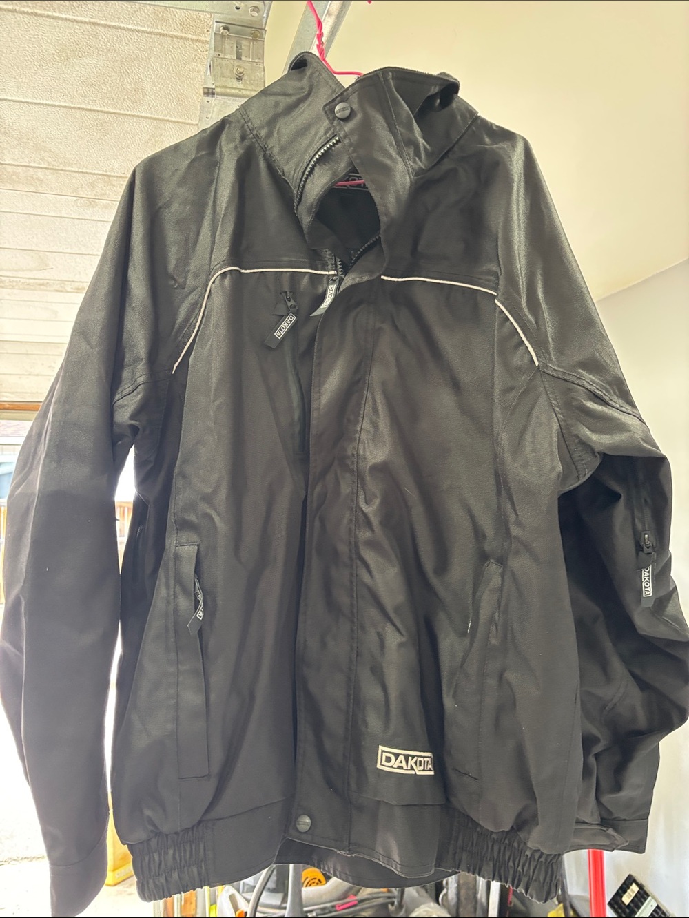 Dakota Men's Black Hooded Raincoat with Reflective Piping